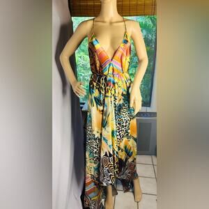 Tropical Multicolor Satin Dress – Rubber Ducky Productions (Fits Medium)